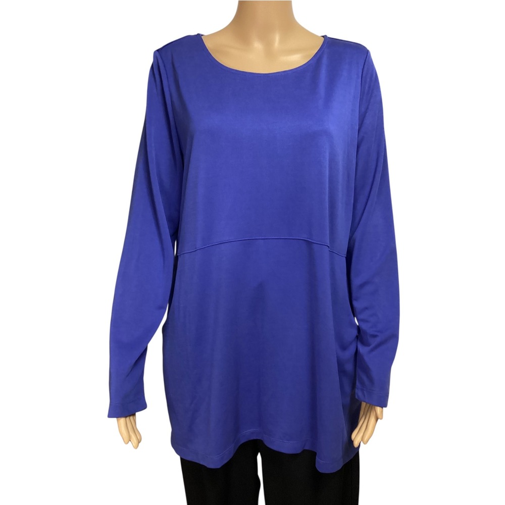 Soft Surroundings Royal Blue Button Back Tunic Top Pockets 2CV02 Medium